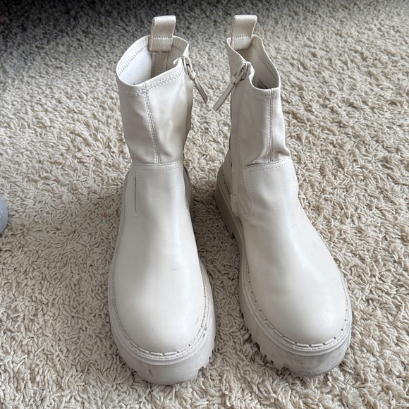 Zara Cream Chunky Platform Ankle Boots - Picture 3 of 7